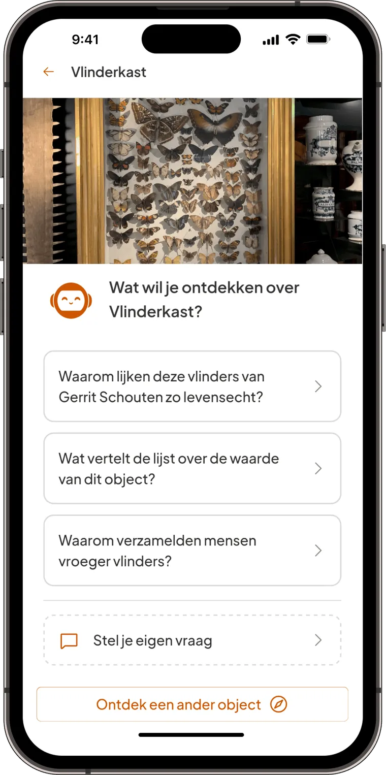 Demo van de AI Museum Guide op een smartphone